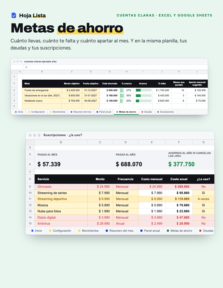 Metas de ahorro